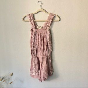 Jen’s Pirate Booty Crochet Cotton Gauze Romper in Pink Small